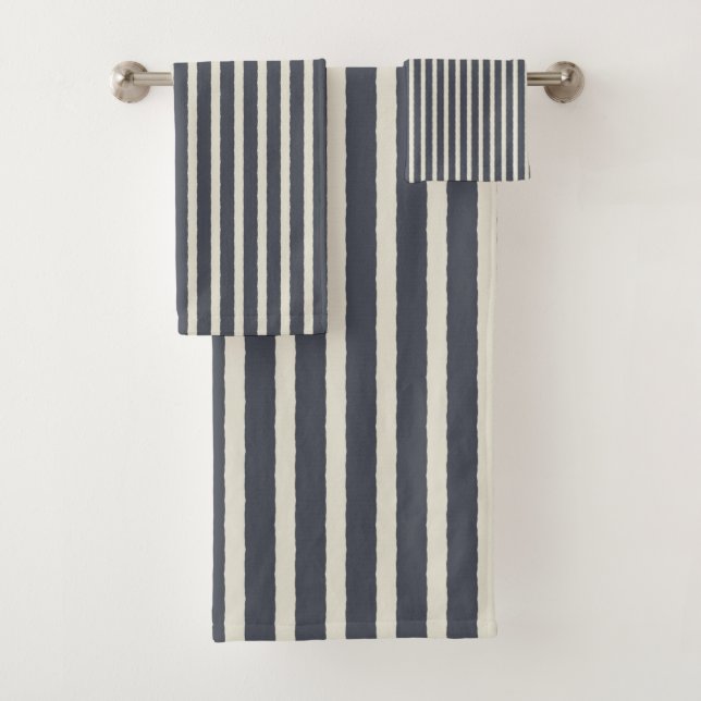 Mystic Gray Beige Stripes Badhandtuch Set (Insitu)