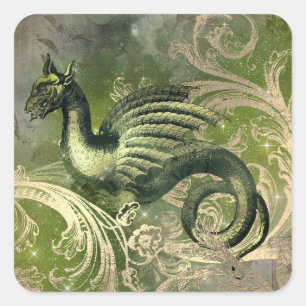 Mystic Green Dragon Quadratischer Aufkleber