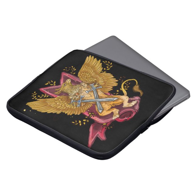 Mystic Griffin mit Schwertern Laptopschutzhülle (Vorne Oben)