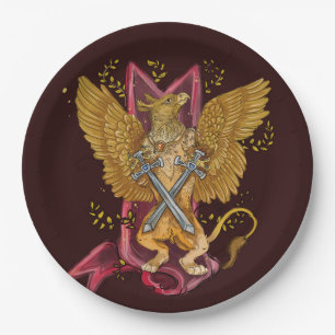 Mystic Griffin mit Schwertern  Pappteller