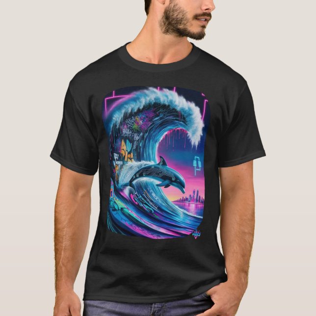 Mystic H2O Neon Tide Cyber DolphinDesign T-Shirt (Vorderseite)