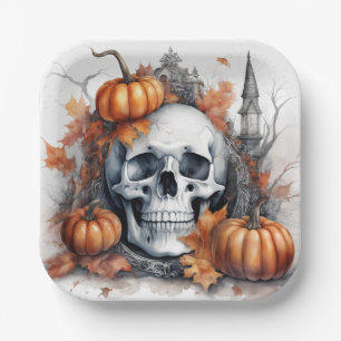Mystic Halloween Gothic Skull Art - Bezaubernd Pappteller
