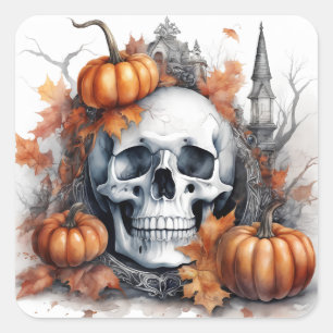 Mystic Halloween Gothic Skull Art - Bezaubernd Quadratischer Aufkleber
