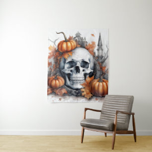 Mystic Halloween Gothic Skull Art Mystical Wandteppich
