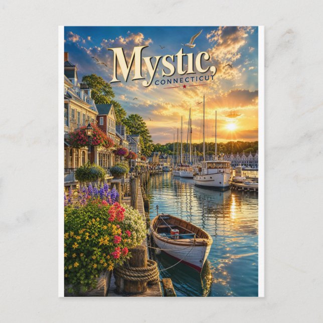 Mystic Harbor Reflexionen Postkarte (Vorderseite)