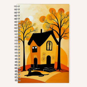 Mystic House mit Black Cat Notebook Notizbuch