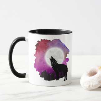 Mystic Howling Wolf Silhouette Tasse