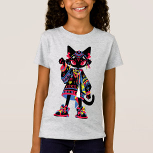 Mystic Kawaii Katze – Farbiger Tribal-Spirit-Shirt T-Shirt