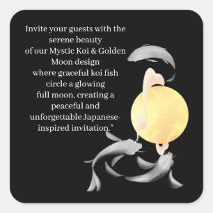 Mystic Koi & Golden Moon - Elegantes japanisches Z Quadratischer Aufkleber