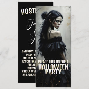 Mystic Lady in Dark Halloween Forest - Einladung