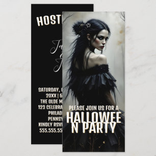 Mystic Lady in Dark Halloween Forest - Einladung
