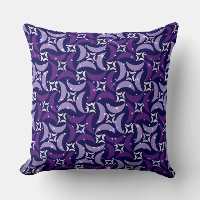 Mystic Lila Moons Pattern Throw Kissen (Vorderseite)