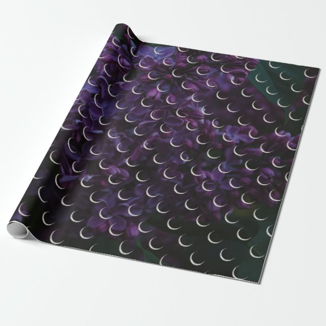 Mystic Lilac Crescent Moon Wrapping Paper Geschenkpapier (Ungerollt)