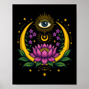 Mystic Lotus Mond Auge - Spirituelles Bohemien-Yog Poster