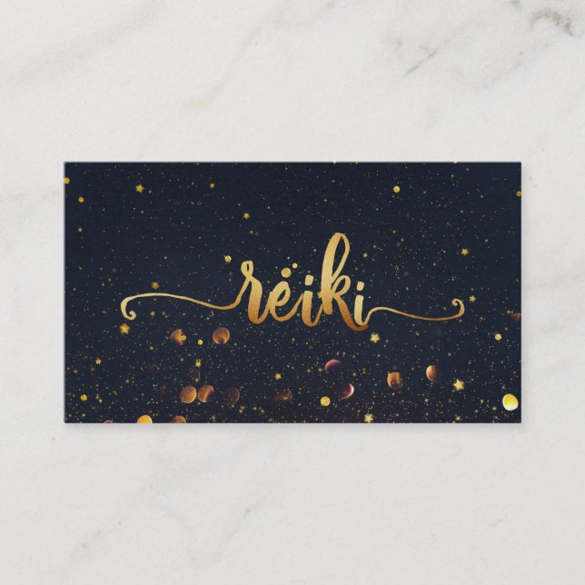 *~* Mystic Magic Black Gold REIKI Typografie Visitenkarte (Vorderseite)