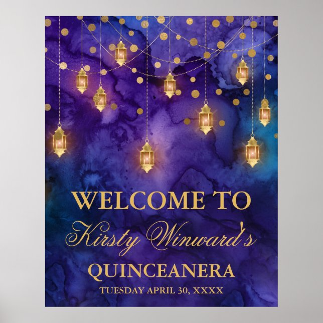 Mystic Marrakesh Night Lanterns Bokeh Quinceañera Poster (Vorne)