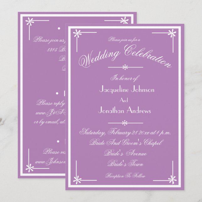 Mystic Mauve All In One RSVP Email Website Wedding Einladung (Vorne/Hinten)