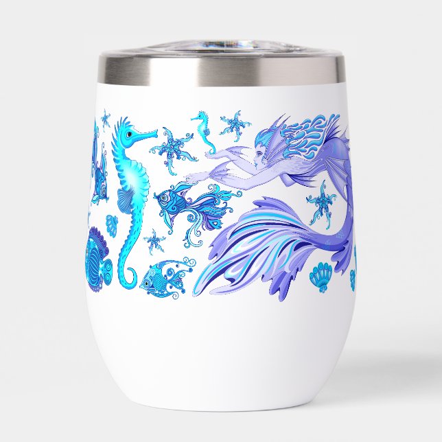 Mystic Mermaid Fairy Lila Creature Keramik Tile (Vorderseite)
