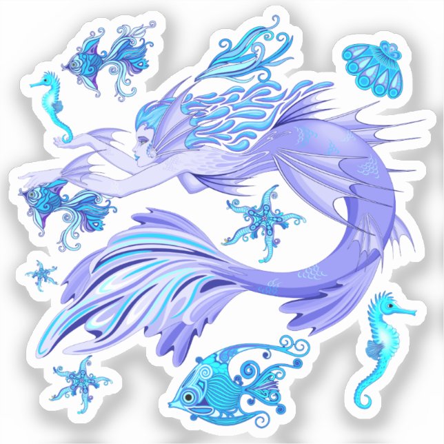 Mystic Mermaid Fairy Lila Creature Keramik Tile Aufkleber (Vorderseite)