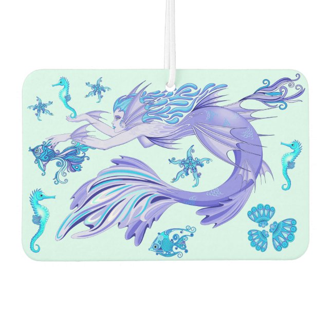 Mystic Mermaid Fairy Lila Creature Keramik Tile Autolufterfrischer (Vorderseite)