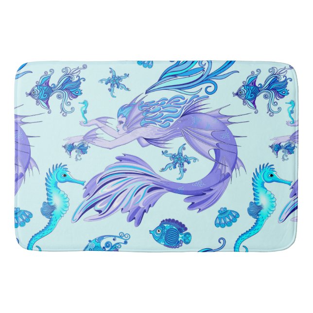 Mystic Mermaid Fairy Lila Creature Keramik Tile Badematte (Vorderseite)
