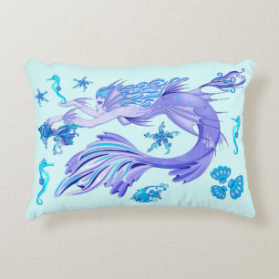 Mystic Mermaid Fairy Lila Creature Keramik Tile Dekokissen