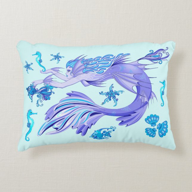 Mystic Mermaid Fairy Lila Creature Keramik Tile Dekokissen (Vorderseite)