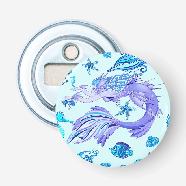 Mystic Mermaid Fairy Lila Creature Keramik Tile Flaschenöffner (Vorderseite)