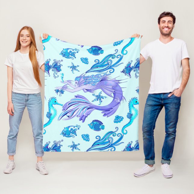 Mystic Mermaid Fairy Lila Creature Keramik Tile Fleecedecke (Beispiel)