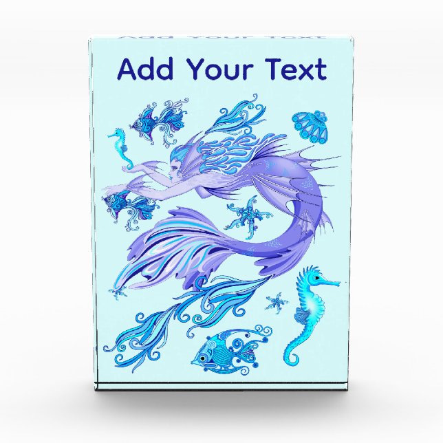 Mystic Mermaid Fairy Lila Creature Keramik Tile Fotoblock (Vorderseite)