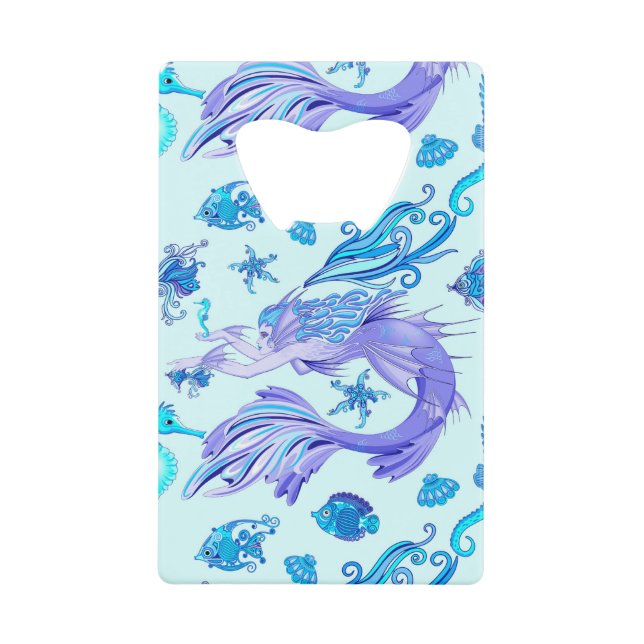 Mystic Mermaid Fairy Lila Creature Keramik Tile Geldbeutel Flaschenöffner (Vorderseite)
