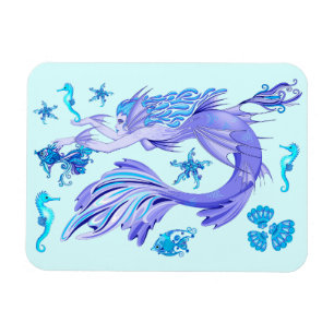 Mystic Mermaid Fairy Lila Creature Keramik Tile Magnet