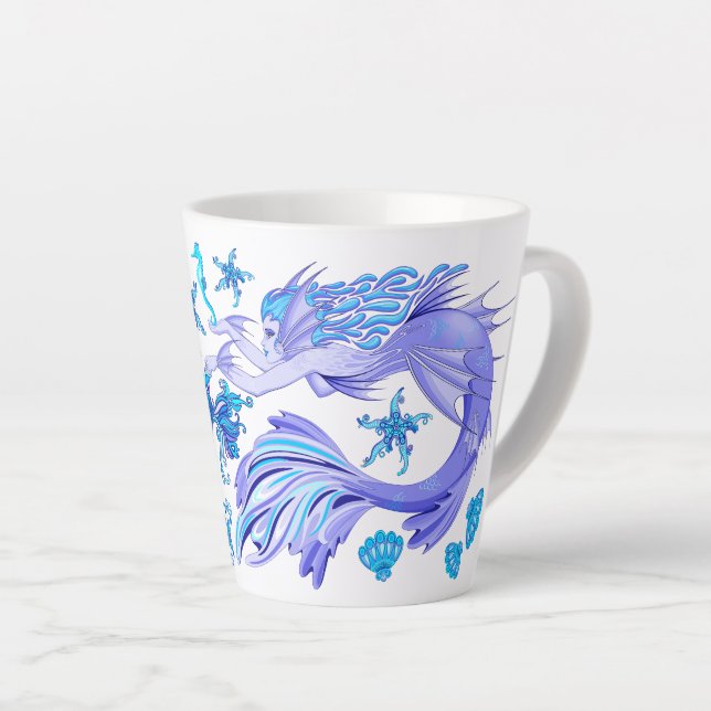 Mystic Mermaid Fairy Lila Creature Keramik Tile Milchtasse (Rechte Ecke)