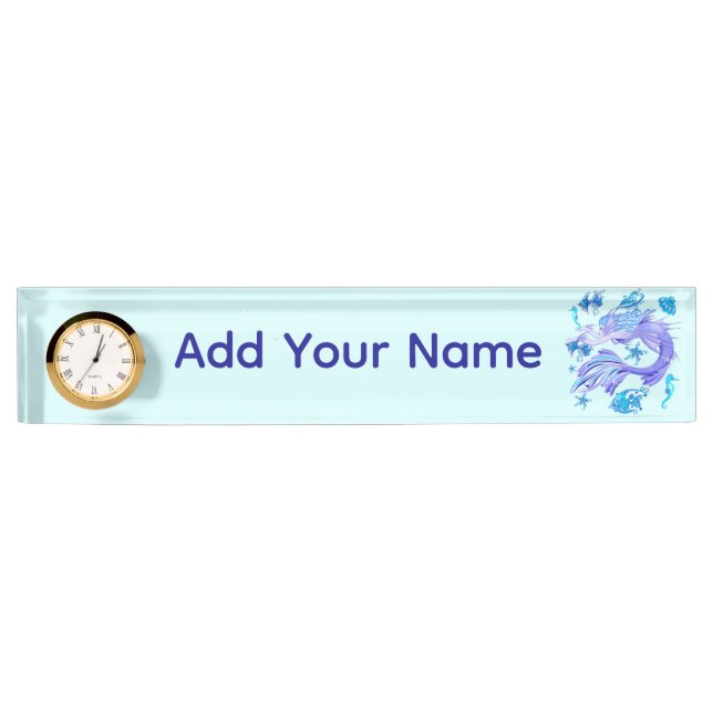 Mystic Mermaid Fairy Lila Creature Keramik Tile Namensplakette (Vorderseite)