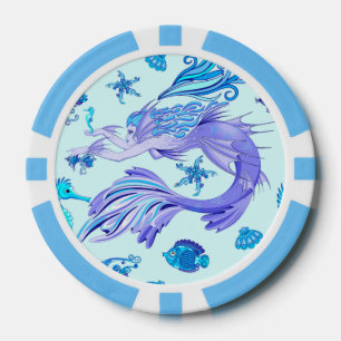 Mystic Mermaid Fairy Lila Creature Keramik Tile Pokerchips