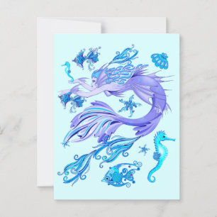 Mystic Mermaid Fairy Lila Creature Keramik Tile Postkarte