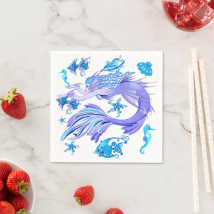 Mystic Mermaid Fairy Lila Creature Keramik Tile Serviette