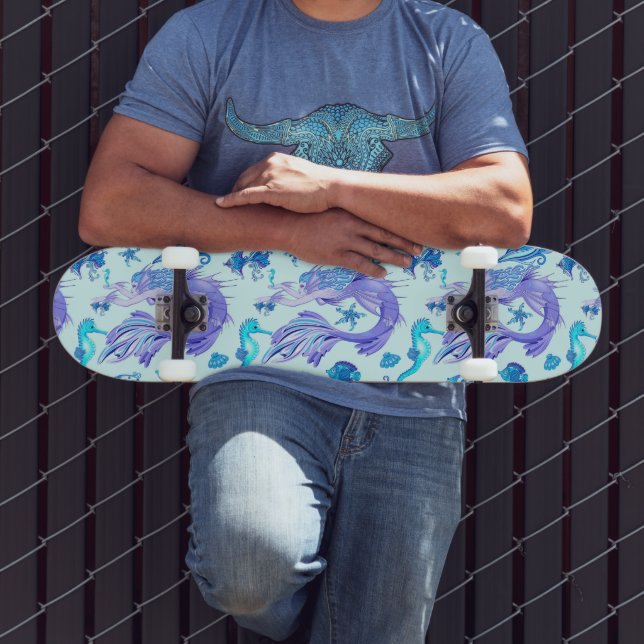 Mystic Mermaid Fairy Lila Creature Keramik Tile Skateboard (Außenbereich 3)