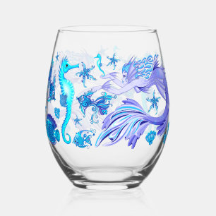 Mystic Mermaid Fairy Lila Creature Keramik Tile Weinglas Ohne Stiel