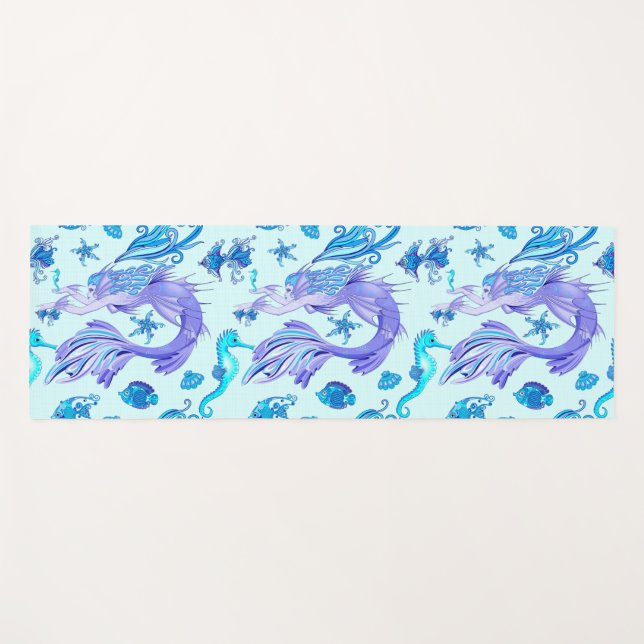 Mystic Mermaid Fairy Lila Creature Keramik Tile Yogamatte (Vorderseite (Horizontal))