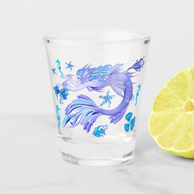 Mystic Mermaid Fairy Lila Creature Schnapsglas (Vorderseite)