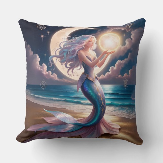 Mystic Mermaid Throw Pillow - Celestie Fantasy Kissen (Vorderseite)