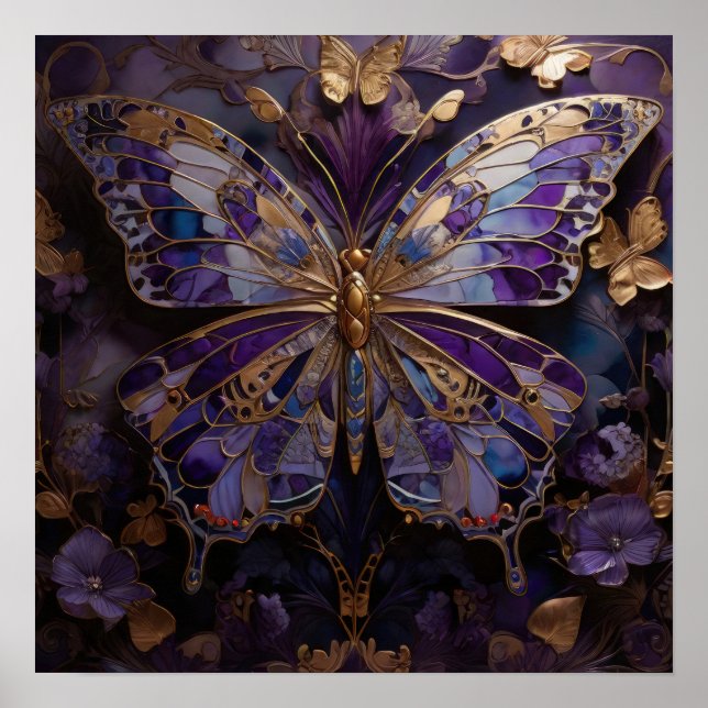 Mystic Metamorphosis - 3D Butterfly Moderne Kunst Poster (Vorne)