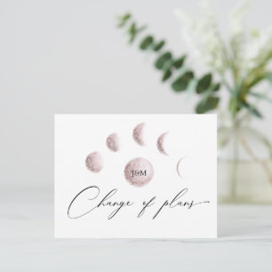 Mystic Moon Blush Pink Änderung der Pläne Hochzeit Postkarte