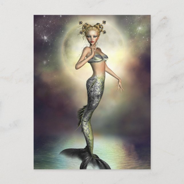 Mystic Moon Mermaid Postkarte (Vorderseite)