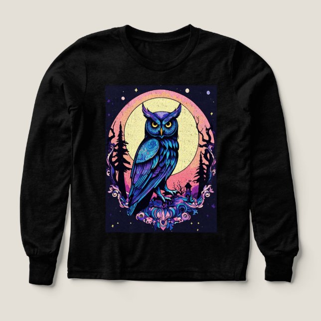 Mystic Moon Owl Thirt Bezaubernd Nocturnal Style (Design Vorderseite)