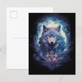 Mystic Moon Wolf Guardian Ankündigungspostkarte