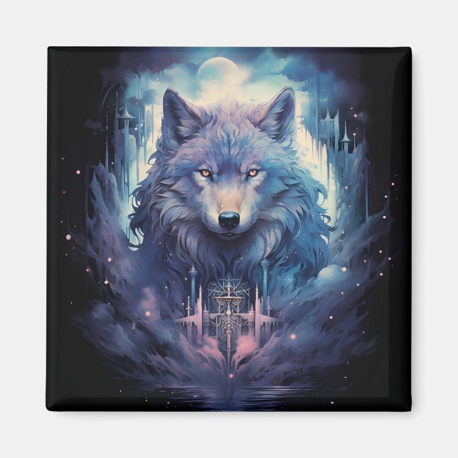 Mystic Moon Wolf Guardian Magnet (Vorne)