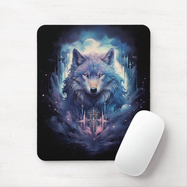 Mystic Moon Wolf Guardian Mousepad (Mit Mouse)