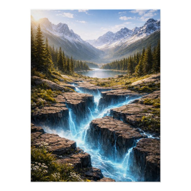 Mystic Mountain Valley – Fantasy Nature Landscape Poster (Vorderseite)